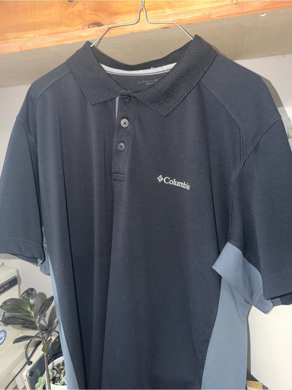Columbia Men's Black Polo with Gray Side Panels and Logo